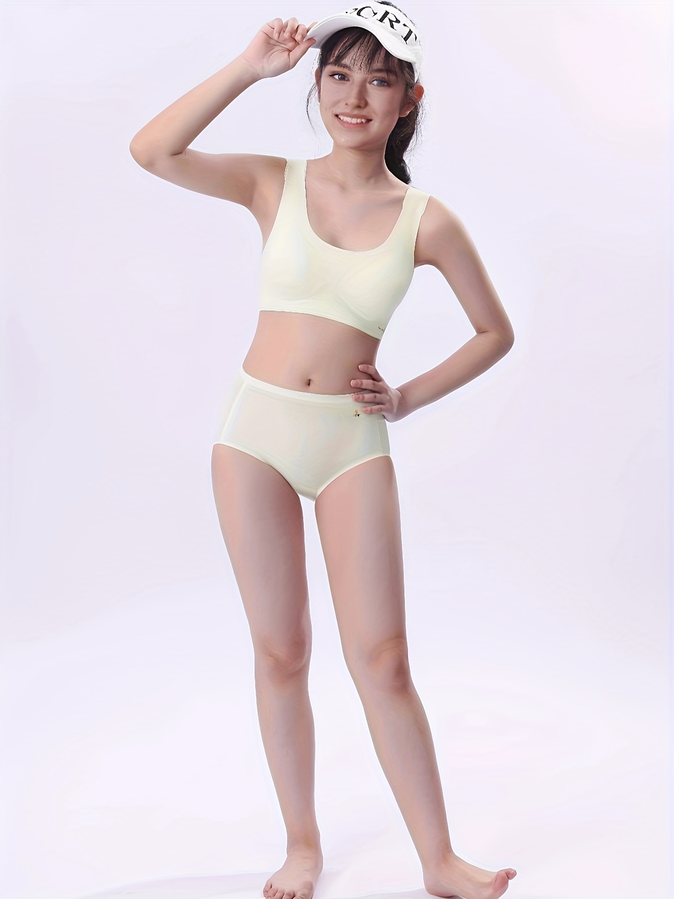 Teen Girls Underwear Set Bra Briefs High Stretch Solid Color - Temu  Philippines