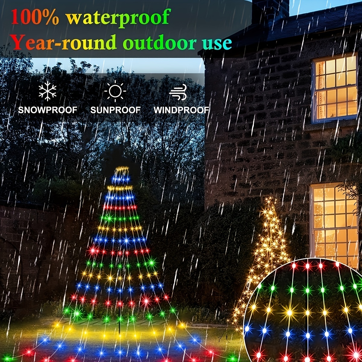 1pc 9 strip 2m 6 56ft 180 led solar ponytail light suitable for christmas garden indoor and outdoor window wedding party decoration christmas halloween decorations details 3