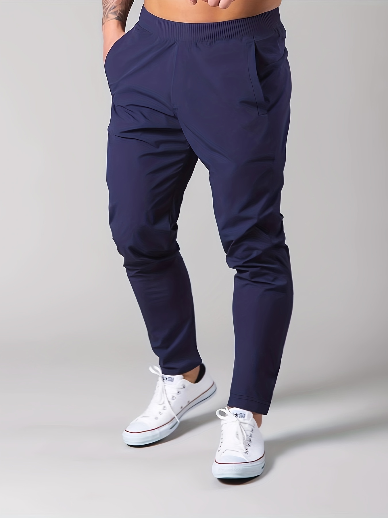 Men's Solid Color Thin Anti wrinkle Sports Pants Slim Fit - Temu