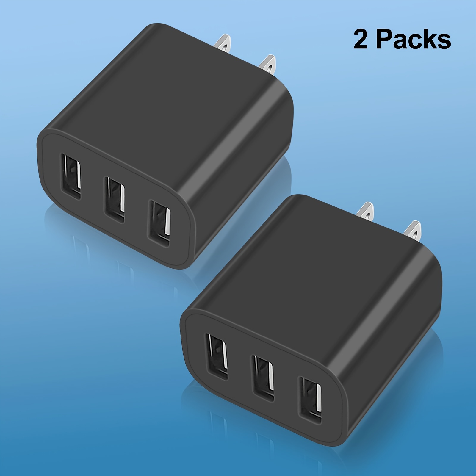 

2 Pcs Usb Wall Charger, Charger Adapter, 3 Ports Quick Charger Plug Cube For 11/12/13/14/15 Pro Max, For Galaxy S22/s21/s20 Power Block Fast Charging Box Brick.
