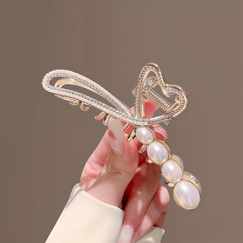 Hair Claw Clip Faux Pearl Hair Claw Clips Elegant Beads Hair - Temu