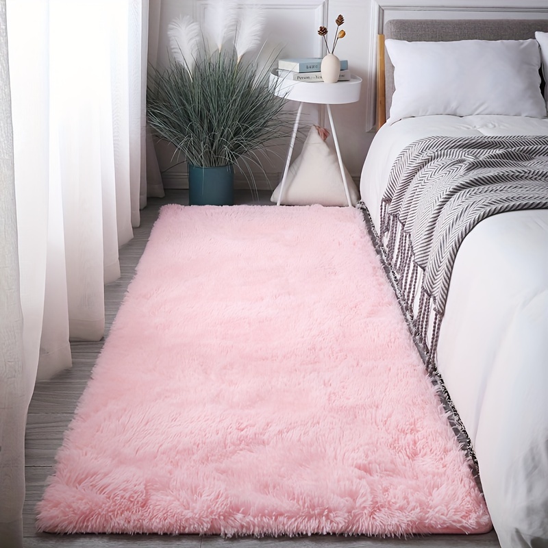 Alfombra de área suave rosa para recámara, 5 x 8, alfombra mullida,  alfombra de pelo para sala de estar, alfombra peluda para la habitación de  bebé