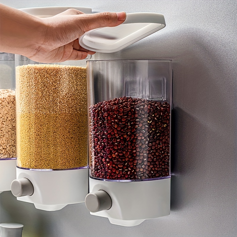 Dispensador de cereales de plástico montado en la pared, caja de