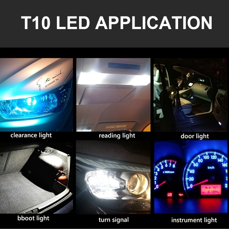 10x Newest W Led T10 Car Light Cob Glass 6000k White Auto - Temu