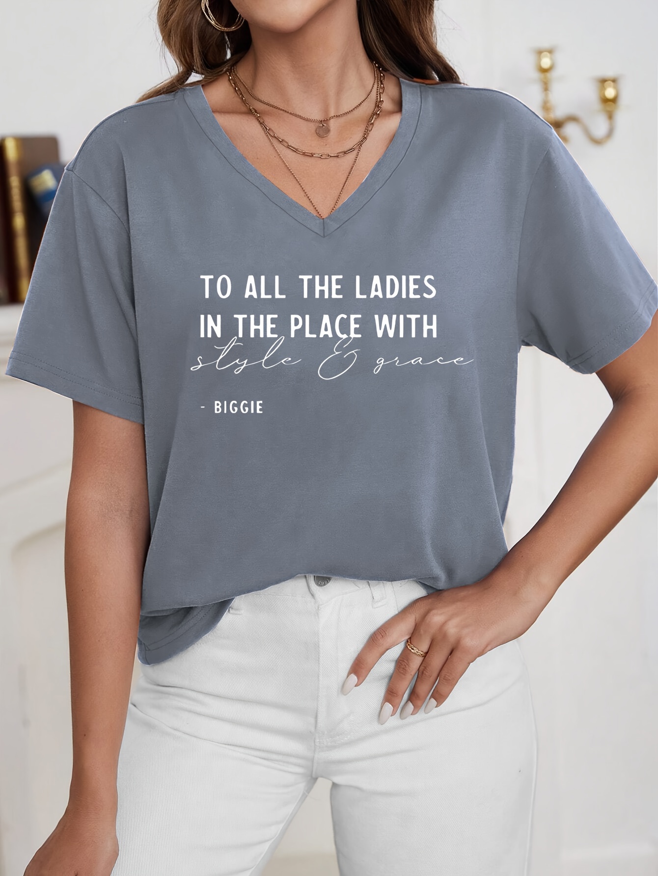 Women's Athleisure T-Shirt V-Neck Top