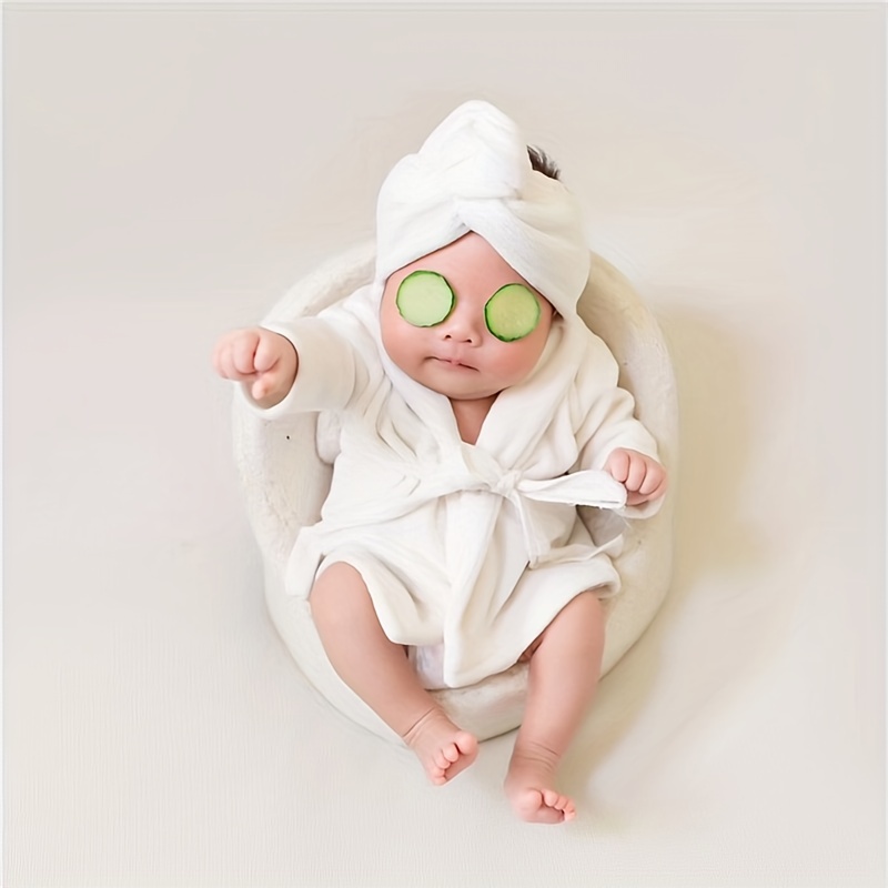 RTS Albornoz rosa para bebé Traje de niño niña Accesorio de fotografía para  recién nacidos / Bata de baño de 3-6 meses Accesorio fotográfico Traje de  albornoz para bebés Rosa -  México