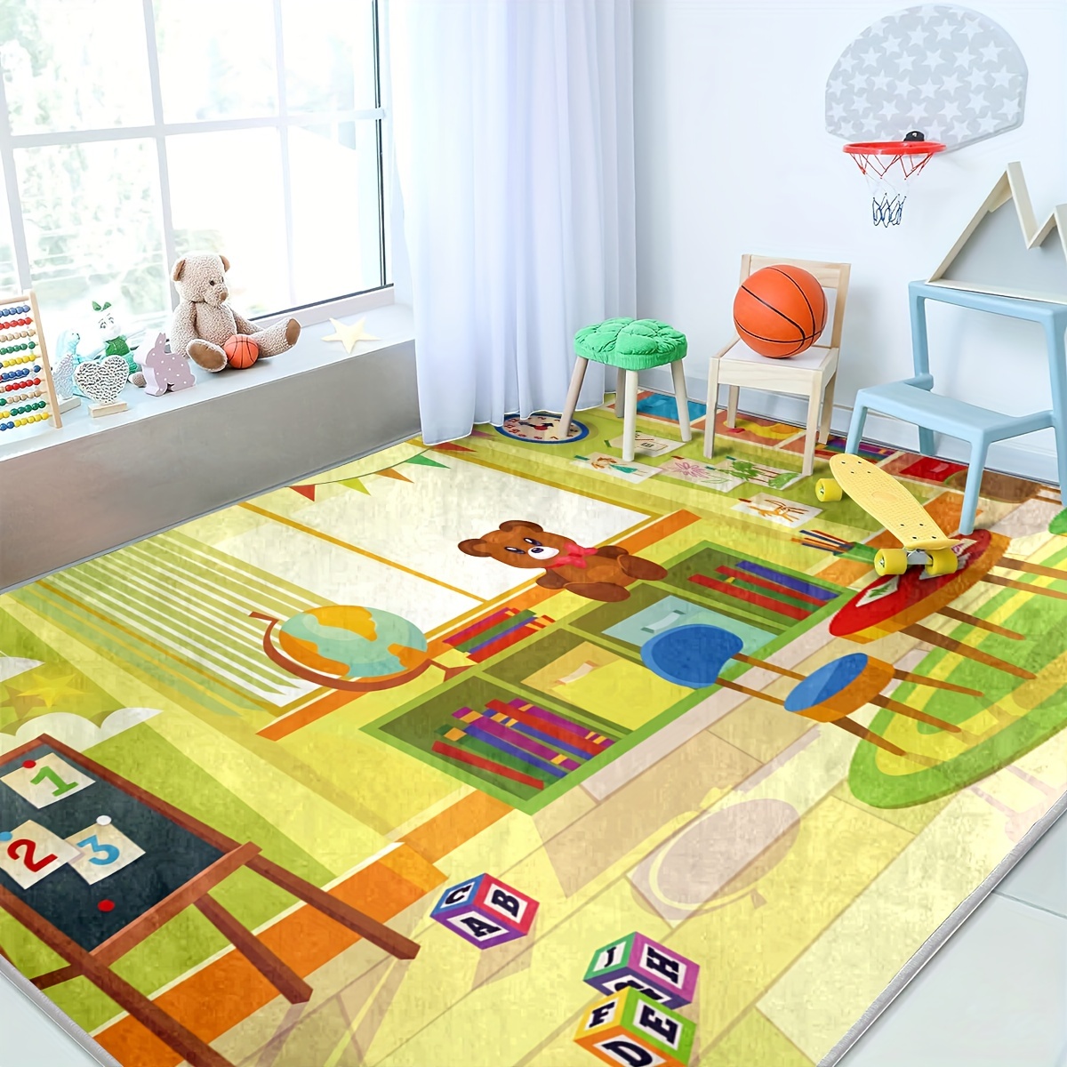 Cartoon Play Carpet For Kids, Large Area Rugs For Kids Age 3+ And ...