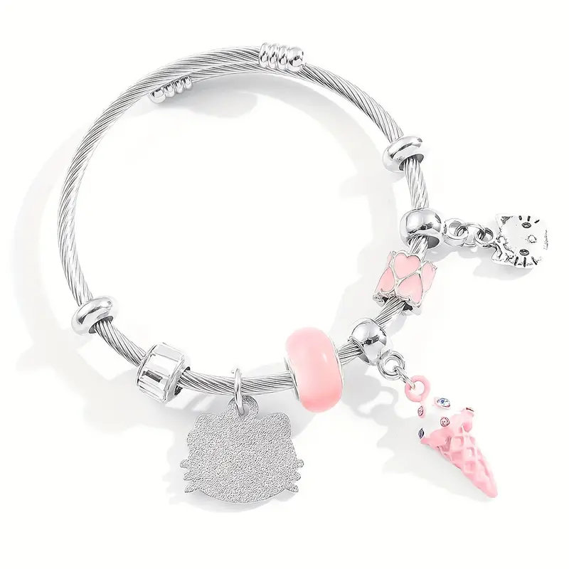 Hello Kitty Charms Bracelets Cute Kt Cat Pendant Bangle For