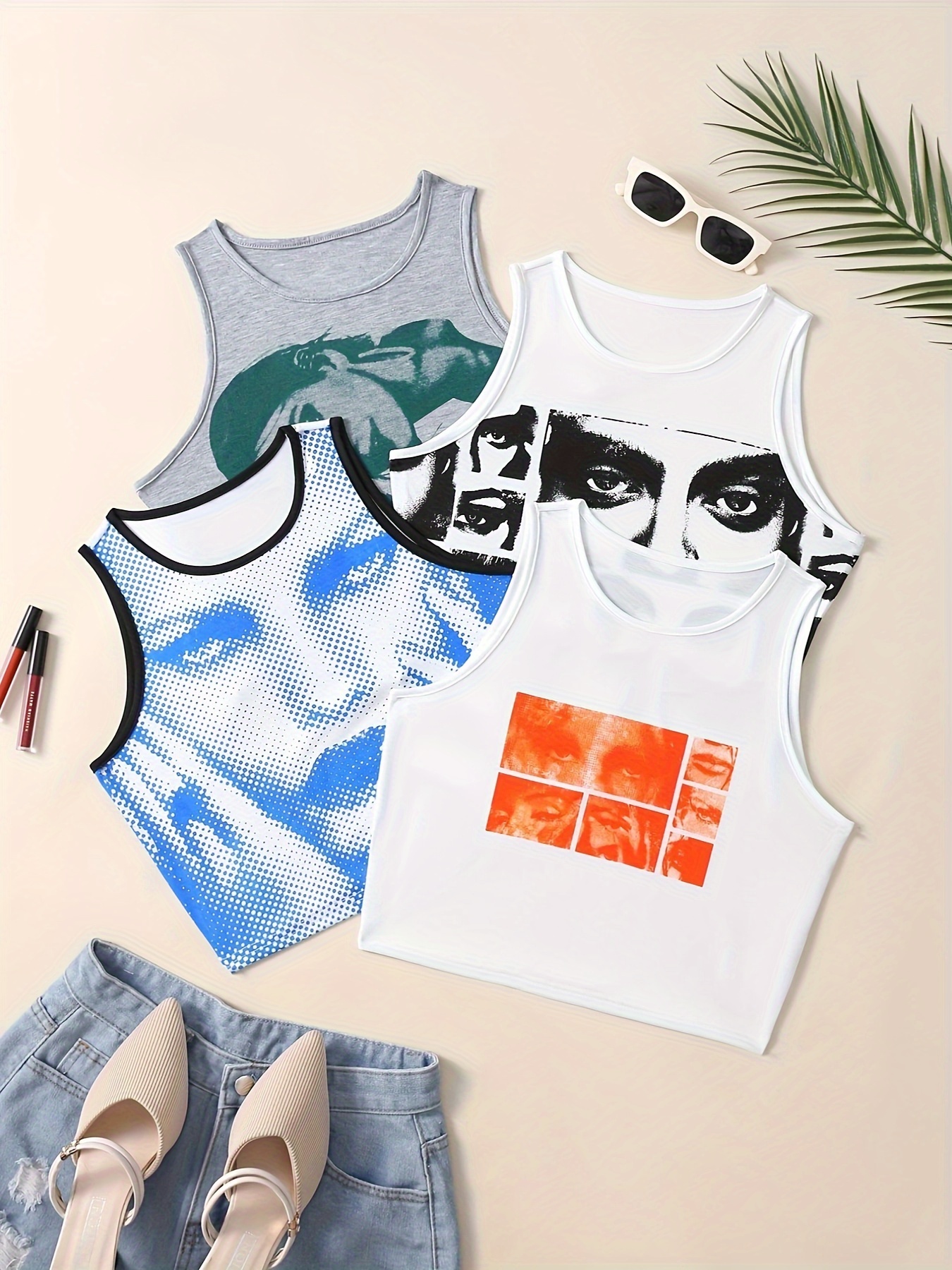 Cute Color Block Tank Top Summer Sleeveless Casual Top - Temu