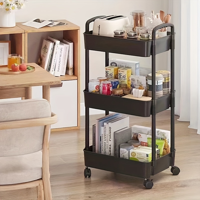  Carrito utilitario de plástico de 2 niveles con ruedas, carrito  de almacenamiento, carrito de manualidades, carrito de almacenamiento  multifuncional para oficina, sala de estar, cocina, organizador de  almacenamiento móvil con ruedas