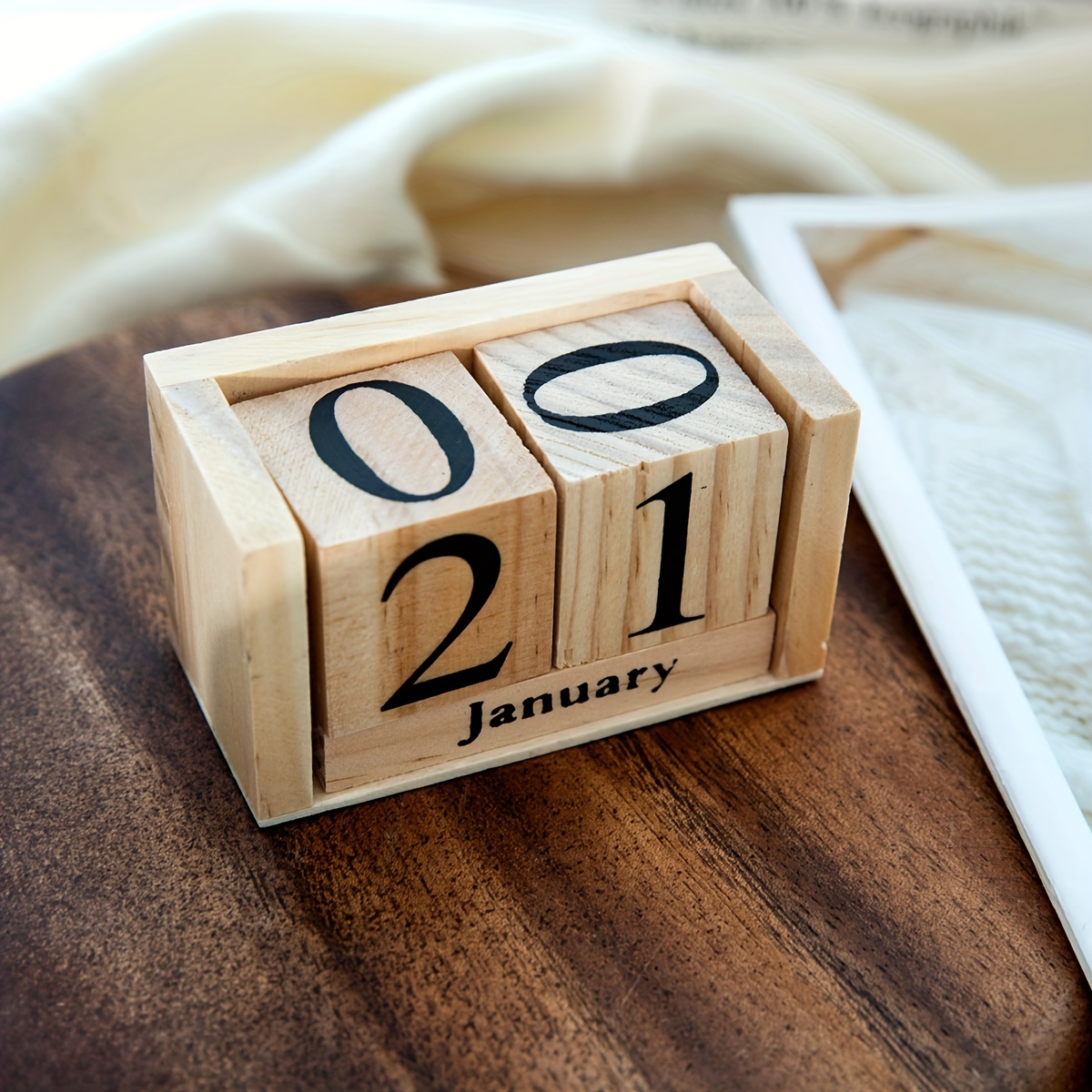 Calendrier de bureau en bois acrylique contemporain calendrier perpétuel  mois d
