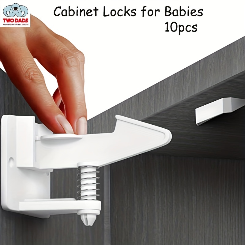 Cabinet Locks Child Safety Latches Baby Proof Lock Drawer Door 10 Pcs White  Gift 
