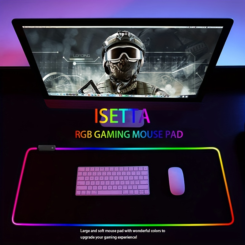Led E-sports Game Large Luminous Keyboard Pad, Rgb Mouse Pad, Game Colorful  Light Fabric Table Mat - Temu