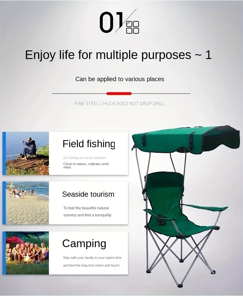 Portable Camping Chair With Awning Lightweight And Heavy - Temu