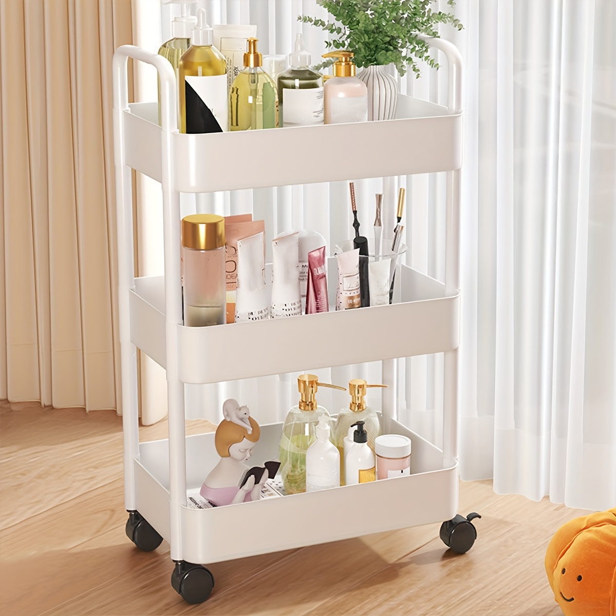 3-tier Cart Shelf, Shelf With Handles, Mobile Snack Cart For Kitchen,  Toilet, Office, Multi-tier Multifunctional Bedroom Bedside Storage Rack -  Temu