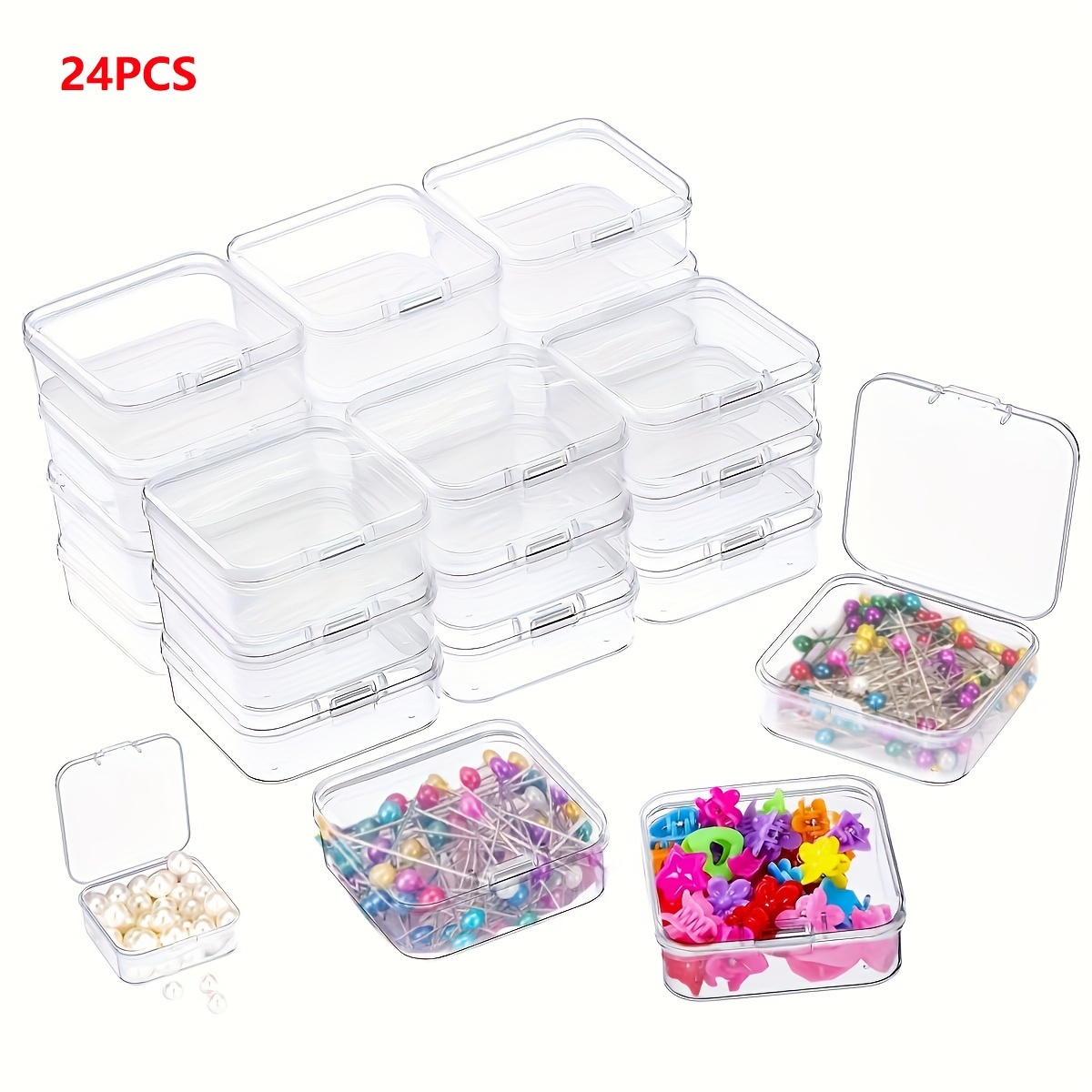 24 Pcs Small Bead Organizer Plastic Bead Storage Containers Clear Plastic  Storag