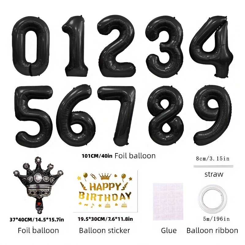  5 Balloon, Black Number Balloon 40 Inch, Black and Black Party  Supplies, 5th Birthday Balloon Decorations, 5 Number Balloons, Number 5  Balloon : Toys & Games