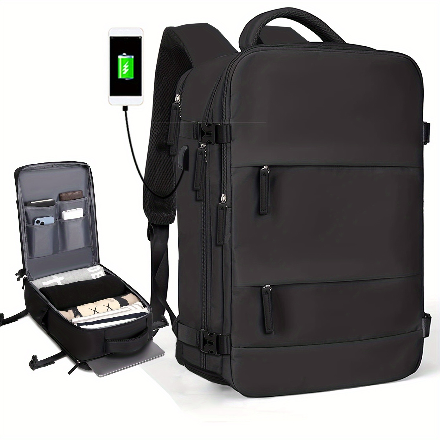 Mochila de transporte de 50 L, mochila grande para laptop de viaje de 18  pulgadas, Negro, Mochilas de viaje grandes