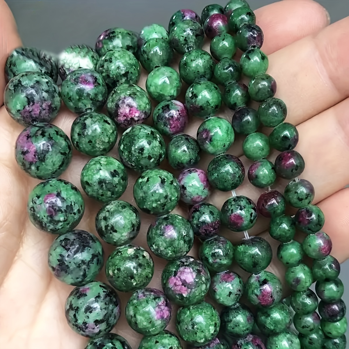 

6/8/10mm Natural Epidote Zoisite Stone Beads, Smooth Round Loose Beads For Jewelry Making, Diy Bracelet And Necklace