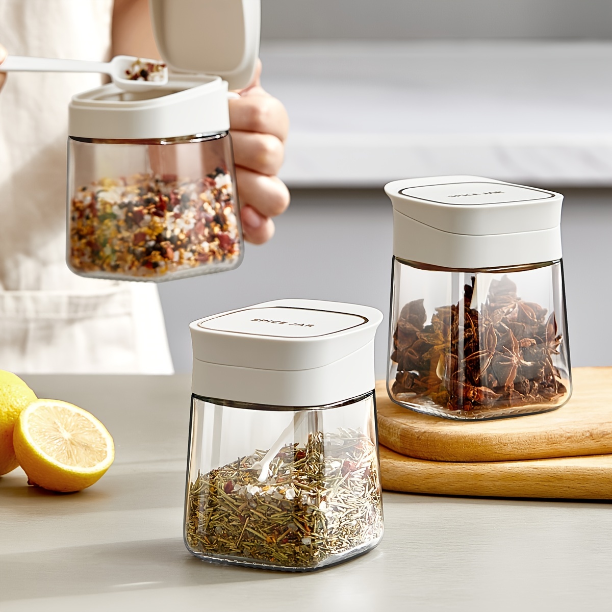Kitchen Seasoning Jars Transparent Glass Spice Jar Seasoning - Temu