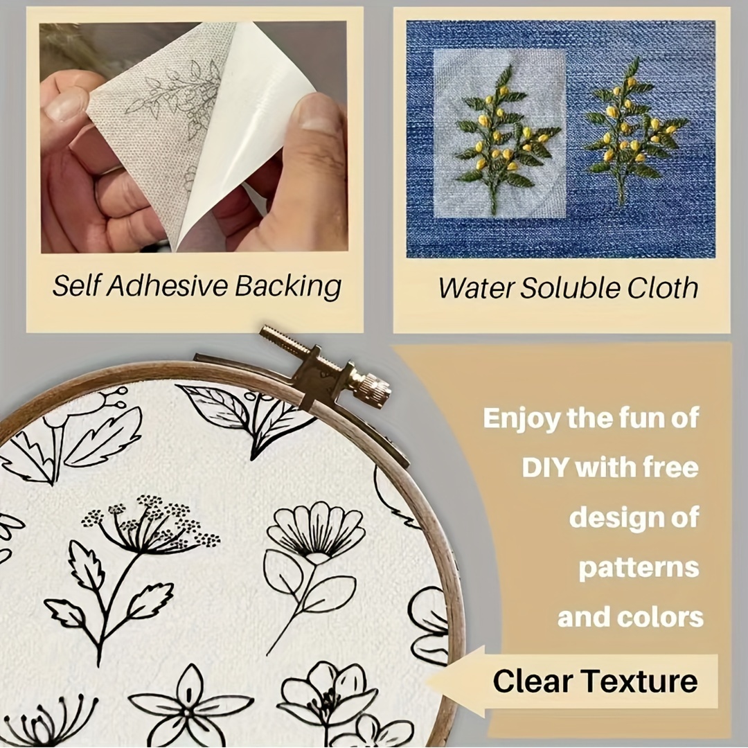 50pcs Water-soluble Embroidery Stabilizers, Pasted And Sewn With Embroidery  Paper, With Pre Printed Flower And Leaf Pattern Transfer, Suitable For Man