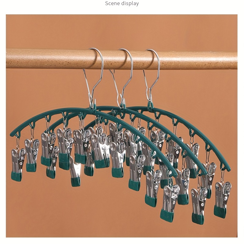 Dip Glue Sock Clip Stainless Steel Metal Hanger - 10 Clips Sock Rack