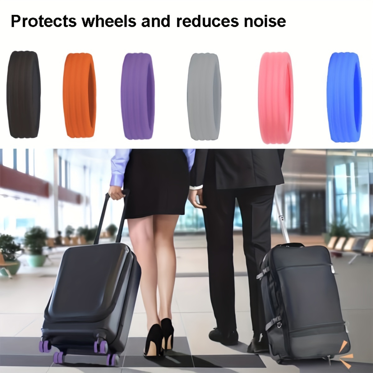 NOLACE Enjoliveur Roue valise 8 Pcs couvre-roues Bagages en Silicone  Couverture Roue Fileur d'absorption chocs pour les accessoires Bagages