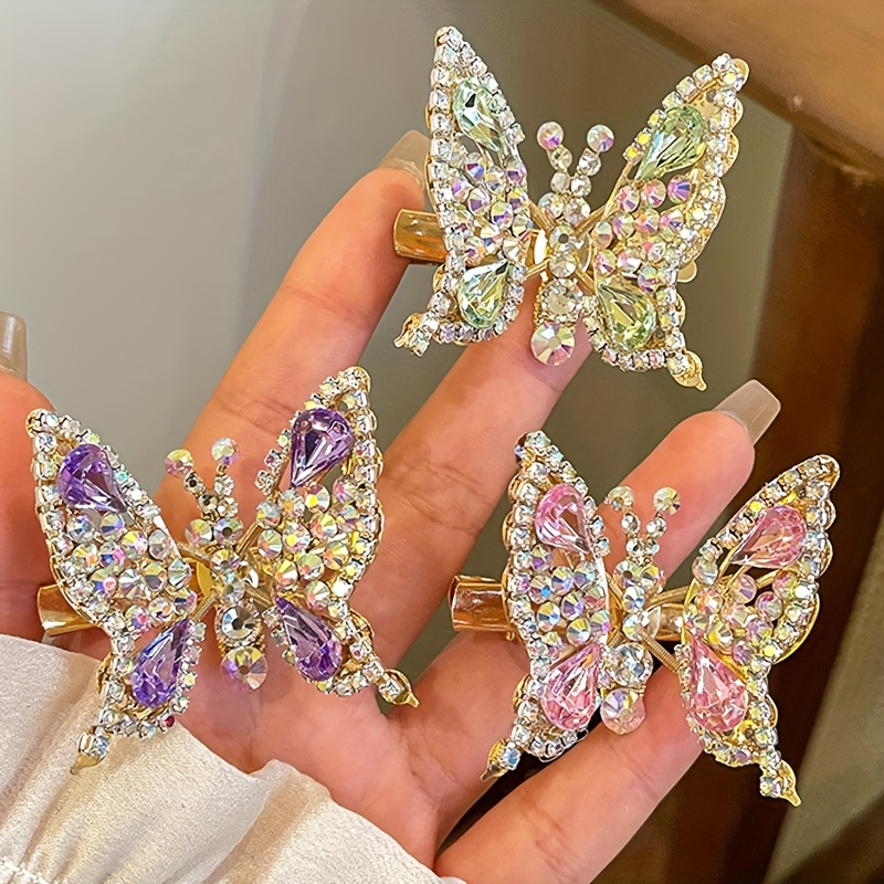 Pinzas Pelo Mariposa Diamantes Imitación Pinzas Pelo - Temu