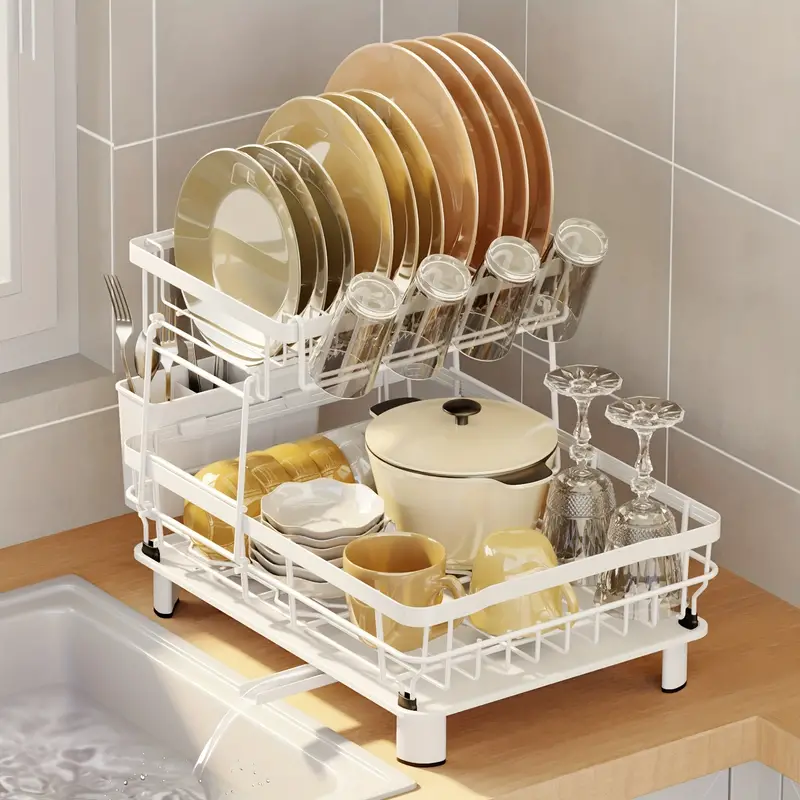 2 Tier Dish Drying Rack Dish Rack With Drainboard Dish - Temu