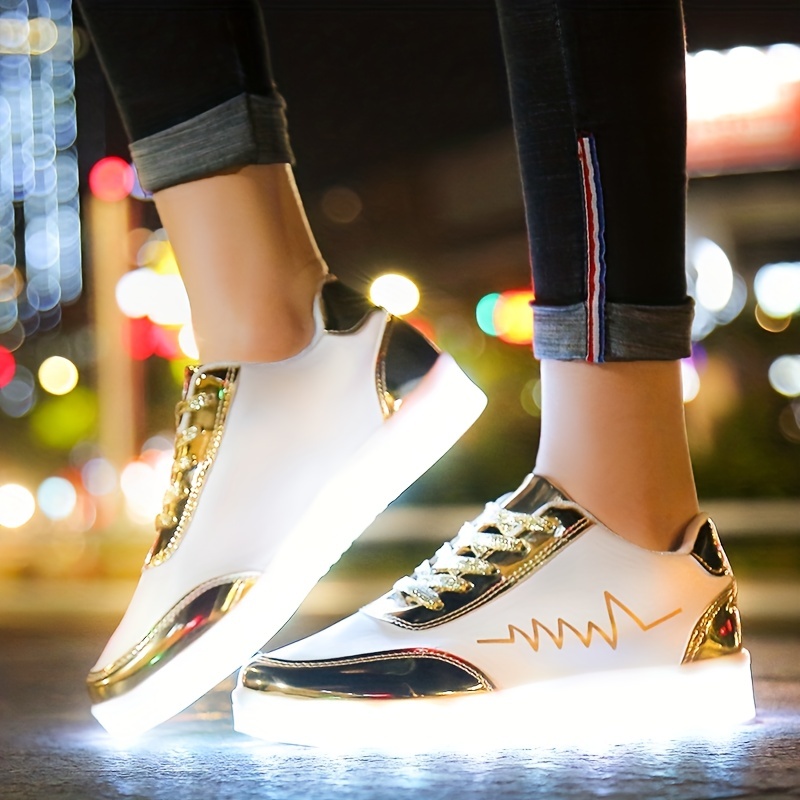 Women's Colorful Luminous Sneakers Multicolor Pattern Lace - Temu