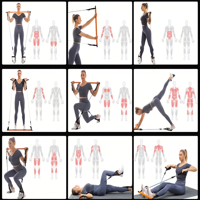 Pilates Bar Kit with Resistance Bands-Pilates Equipment for Home