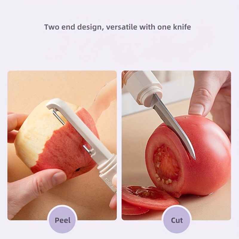 2 In 1 Stainless Steel Knife Small Fruit Knife Multi-function Peeler  Kitchen Gadgets Camping Cutter Fruit Vegetable Household Peeler Knife