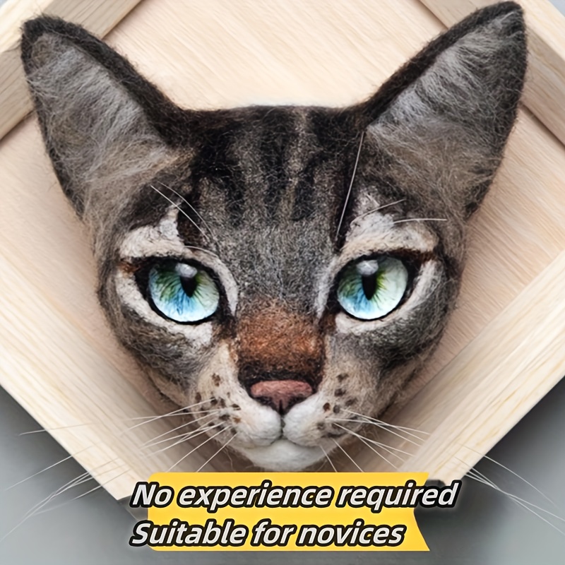 Grey Cat Needle Felting Kit for Diy Project Cat Felting Kits