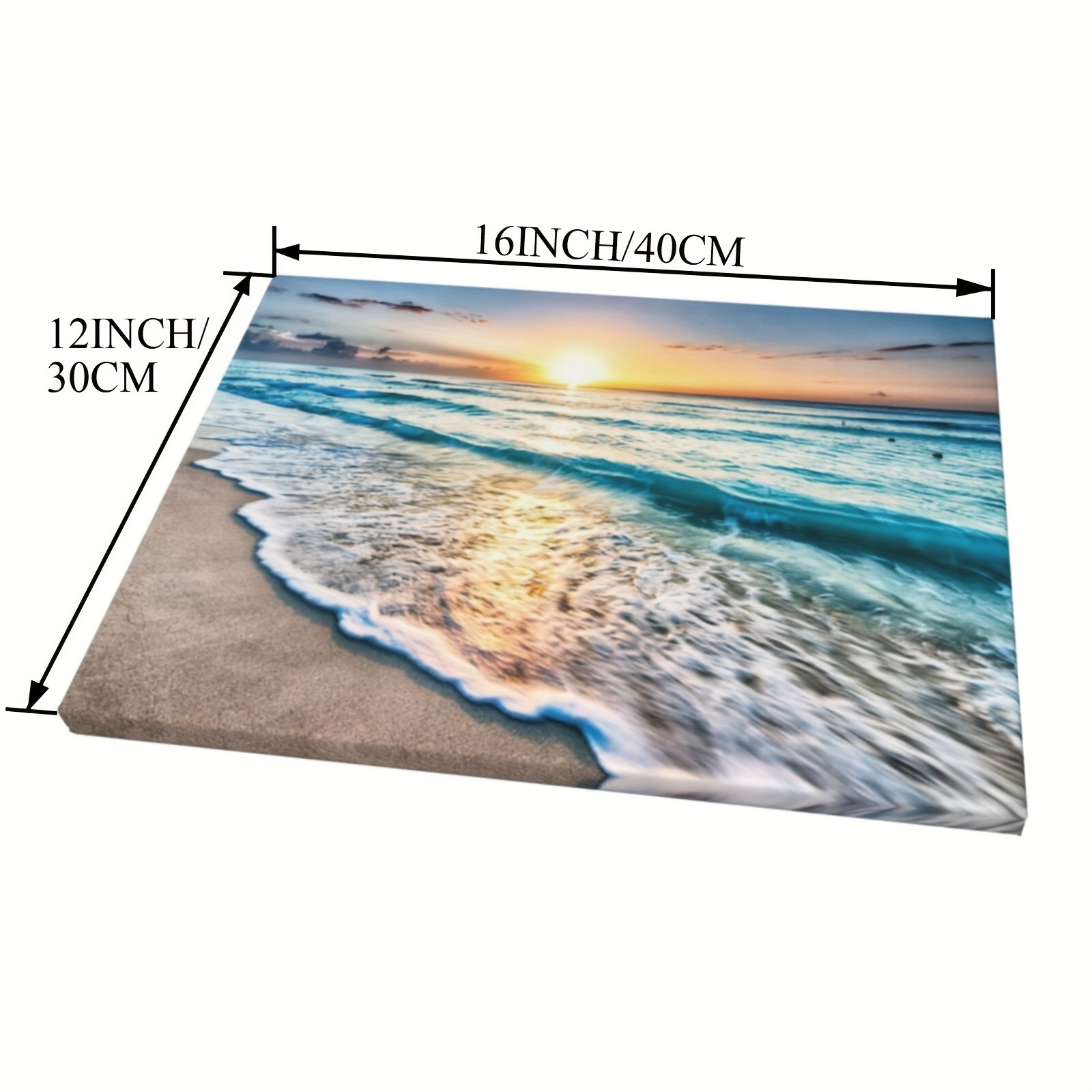 Framed Sea Sunset Beach Painting On Canvas Wall Art