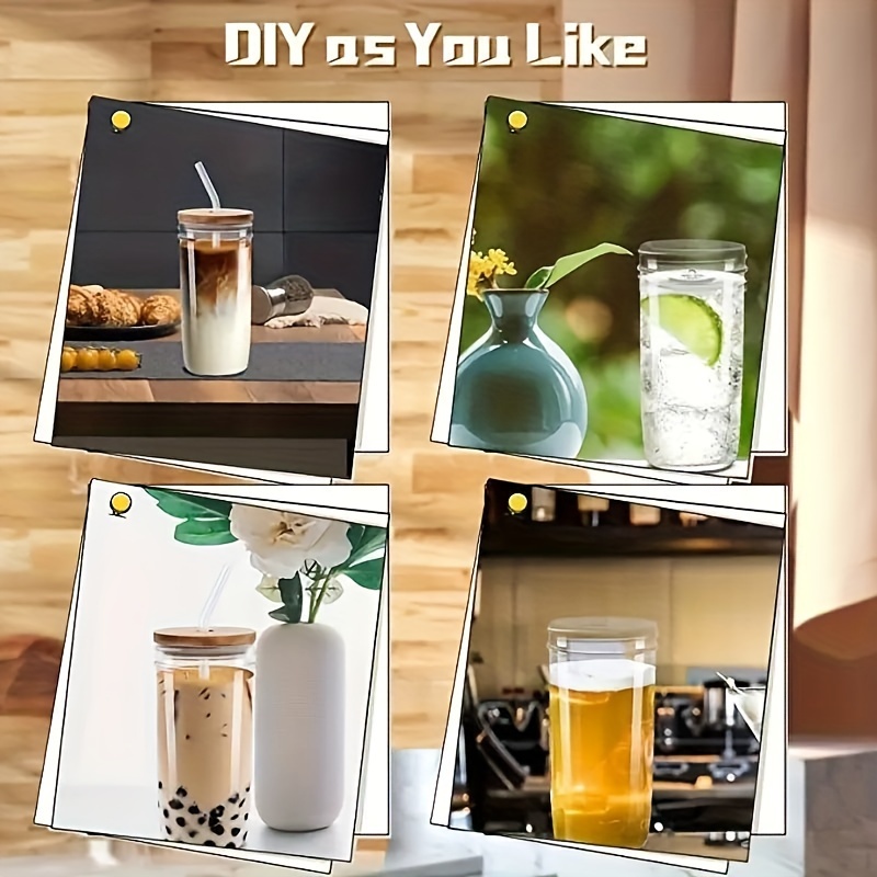 Drinking Glasses With Lids And Straw, Beer Iced Coffee Glasses,  Scratch-resistant Insulated Glass Cup, - Temu