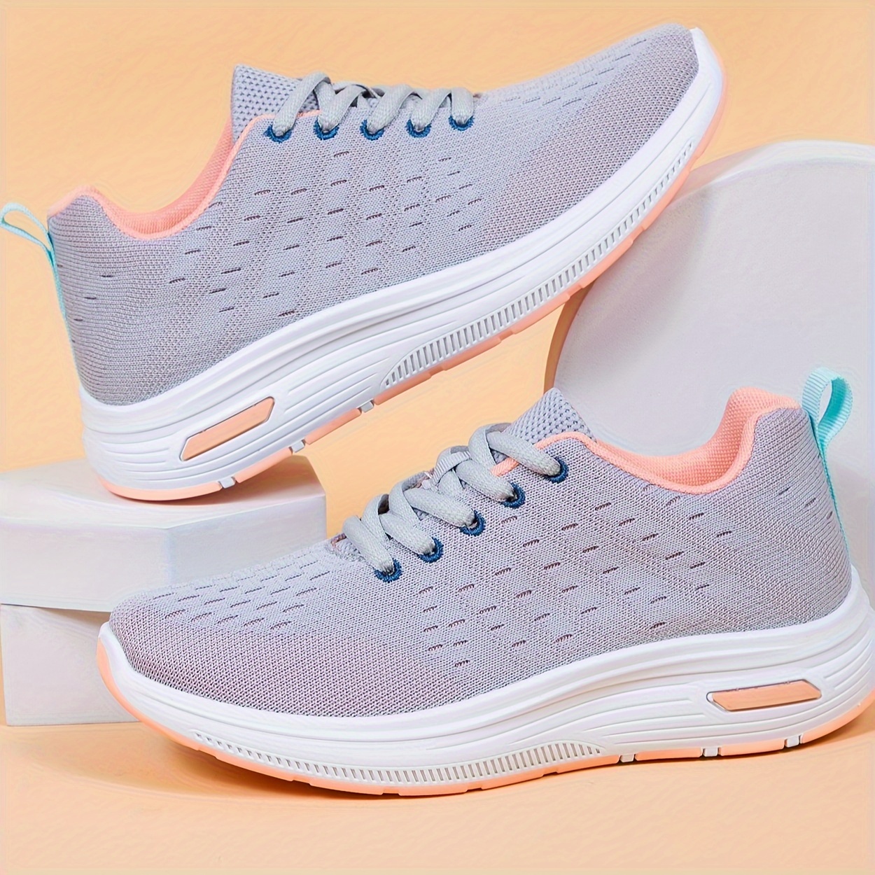 Women's Breathable Knit Platform Sneakers Casual Lace Up - Temu