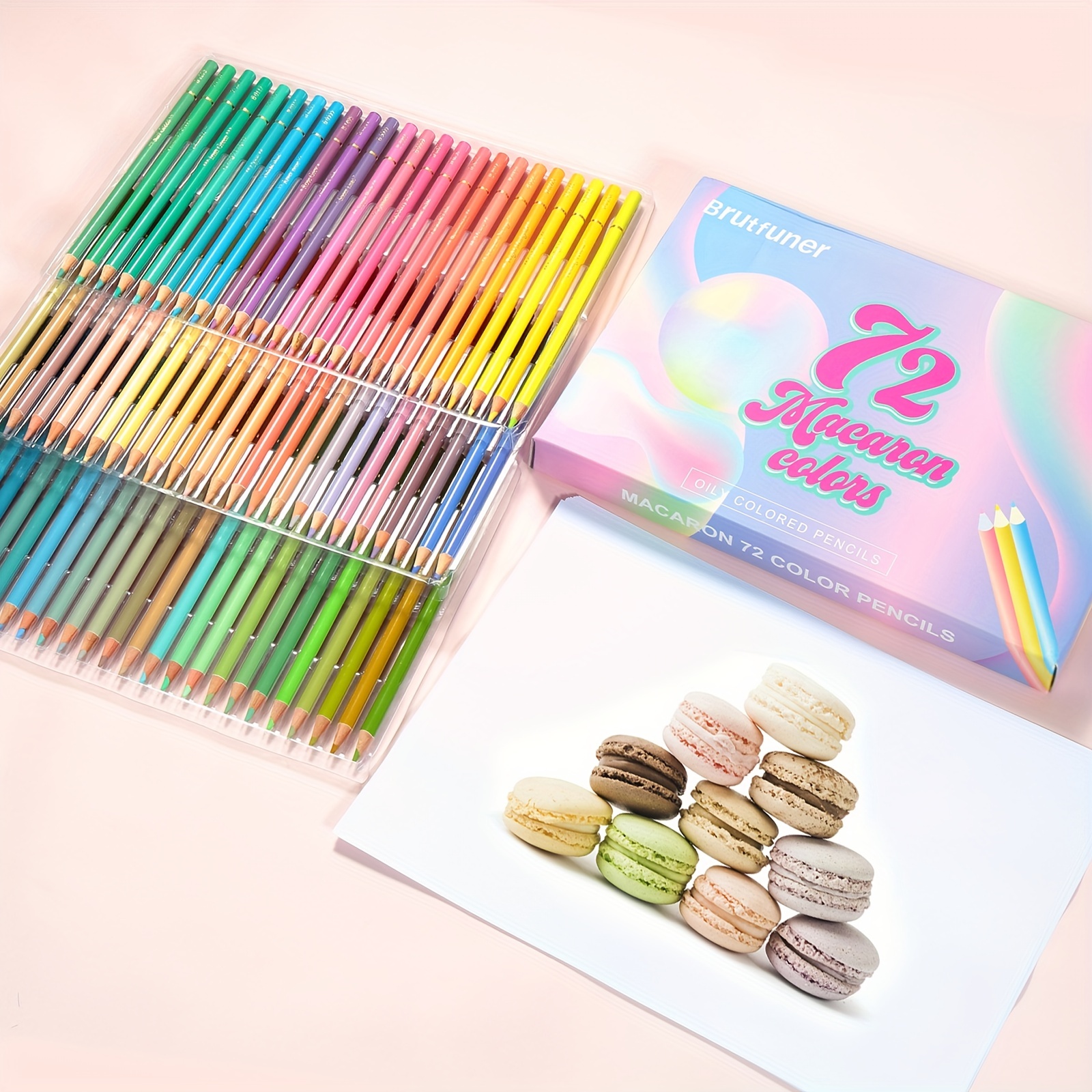 24pcs Macaron Colors Pencils Set, Oil Based Pastel Neon Colored Pencils