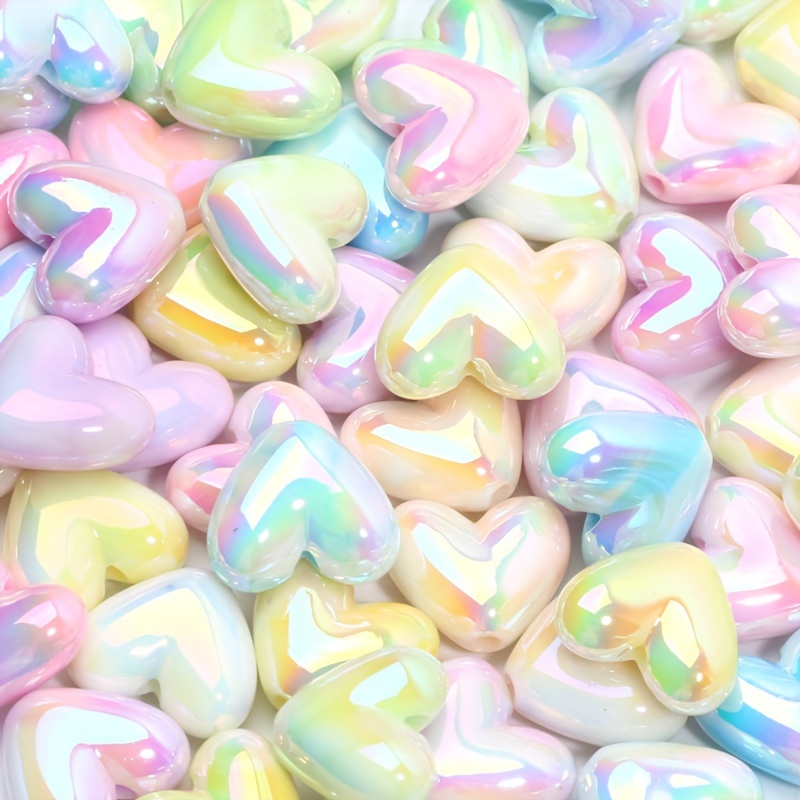 

10pcs 15x17mm Macaron Ab Color Heart Spacer Beads Acrylic Beads For Making Bangle Necklace Earrings