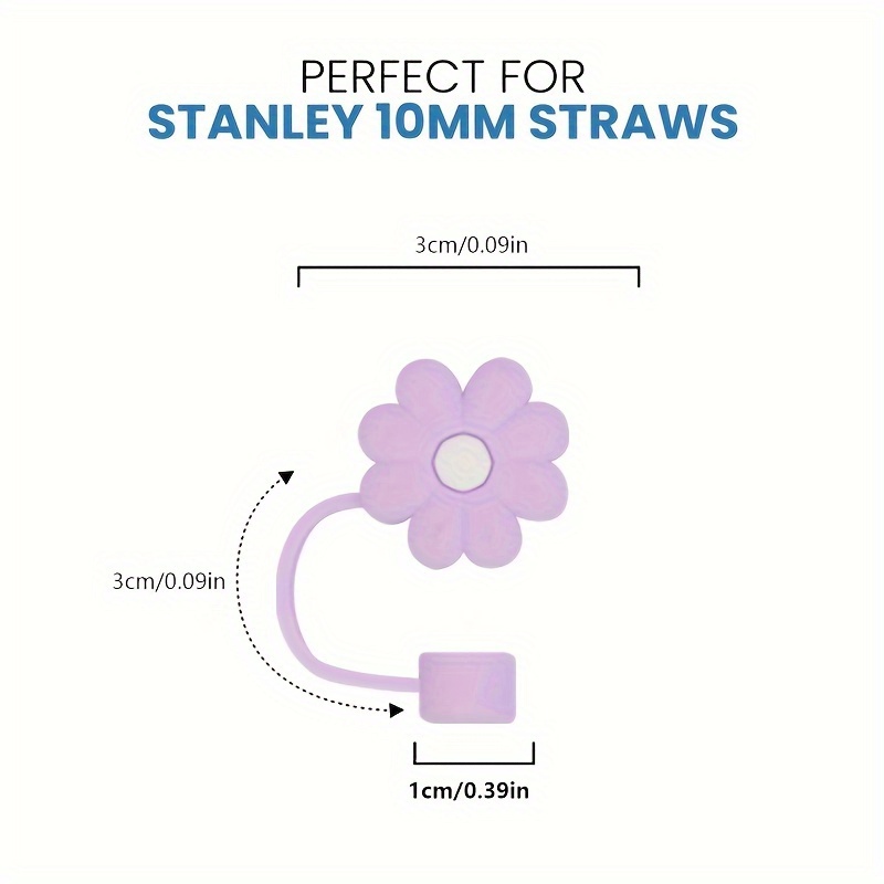 9Pcs 9-10mm Flower Stanley Straw Covers, Reusable Straw Covers Cap
