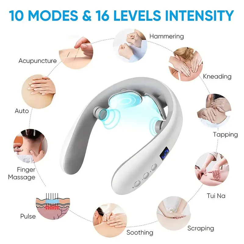 4 Heads Smart Electric Pulse Neck Massager With Heat - Temu