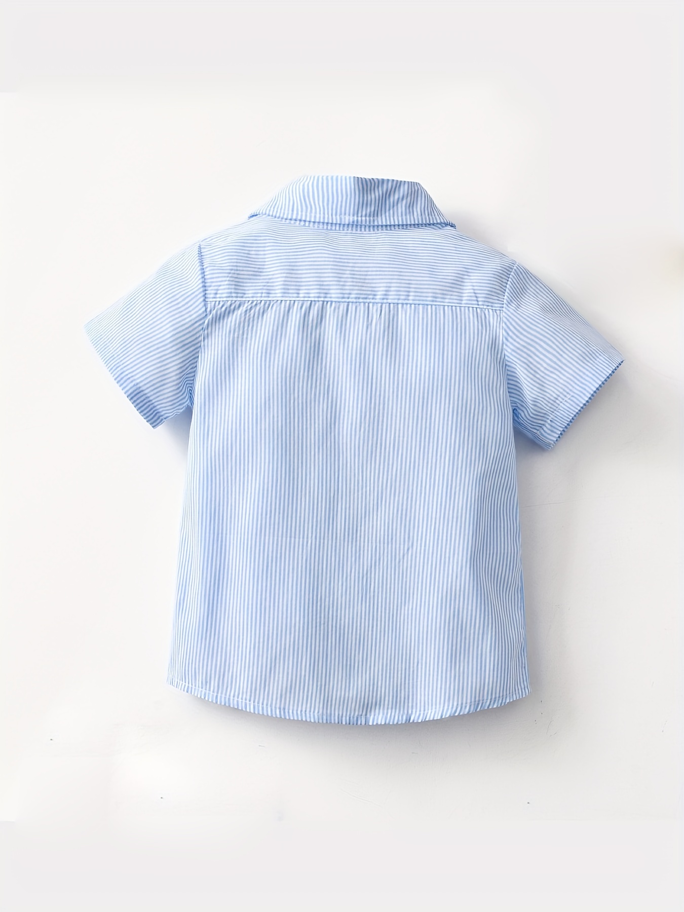 Kid Boy Casual Striped Button Design Short-sleeve Tee