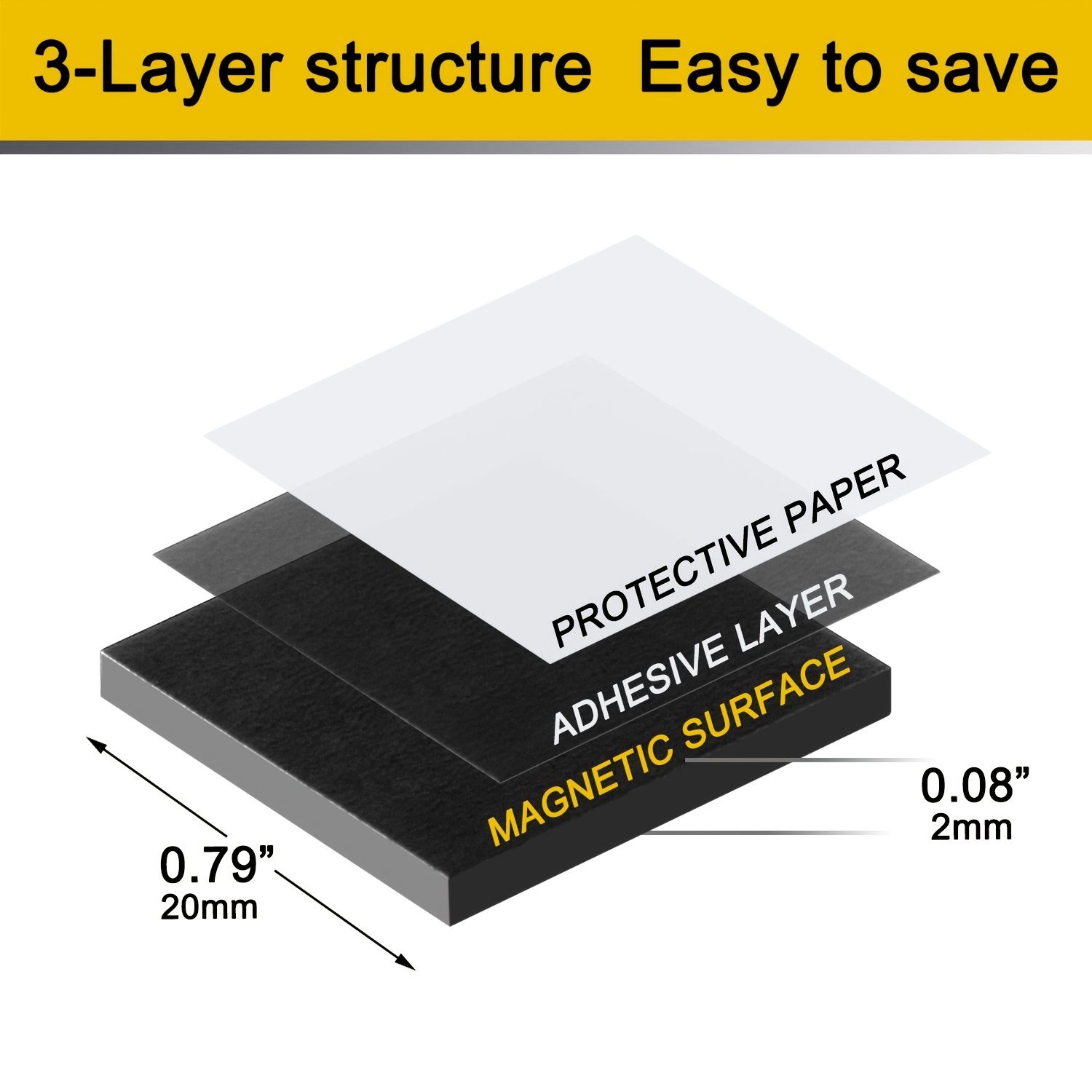 3pcs Magnetic Sheets With Adhesive Backing 11 7 8 27 Inch Flexible