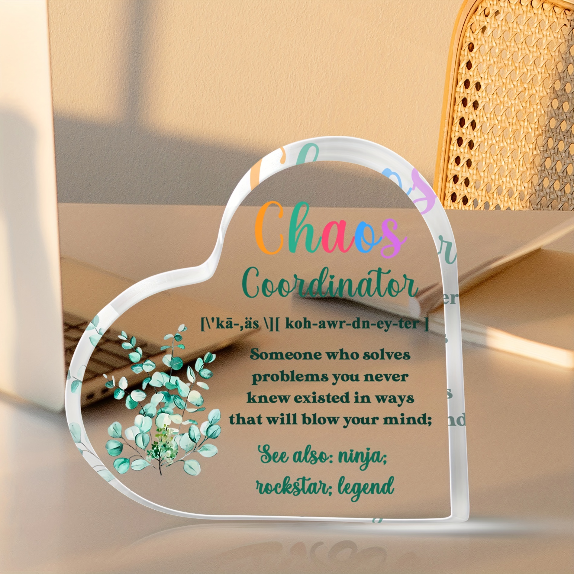Thank You Gifts For Women Unique Appreciation Gifts For Women, Office  Teacher, Coworker, Boss Lady, Mom - Birthday Gifts Office Chaos Coordinator  Gifts Decorative Desk Sign, Art Craft Ornament Gift, Aesthetic Decor