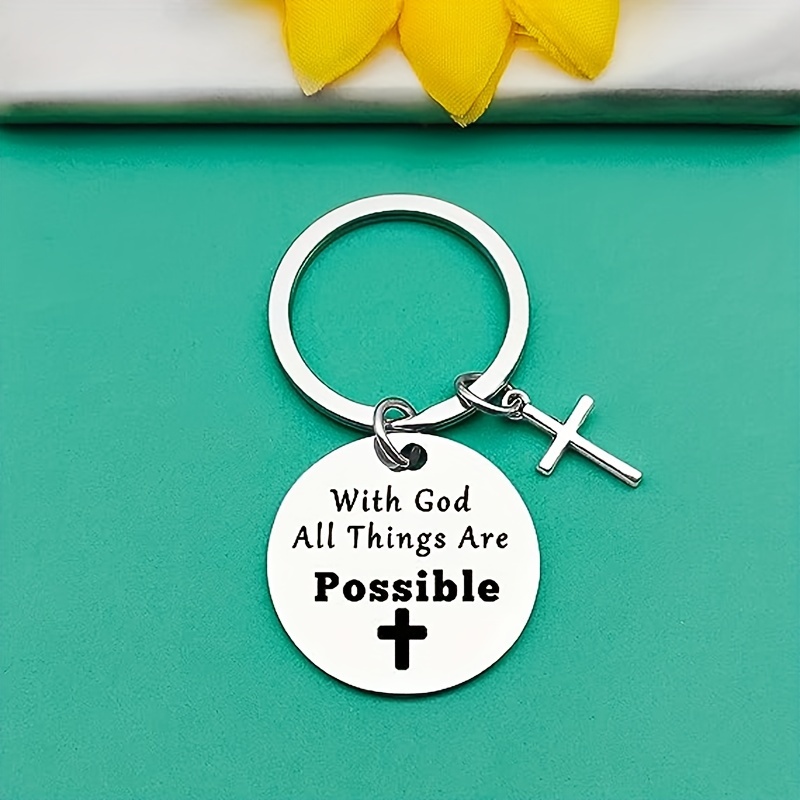 Bible Verse Keychain Inspirational Christian Gifts Religious Jewelry  Thanksgiving Baptism Bulk Stainless Steel Key Chain Gift