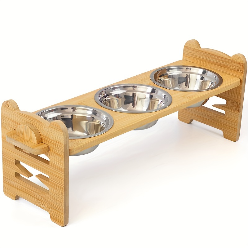 3 bowl elevated dog feeder Pet Feeding Station Pet Dish Bowl Set with Storage, 2 Elevated Dog Bowls for Large Sized Dogs main image 1