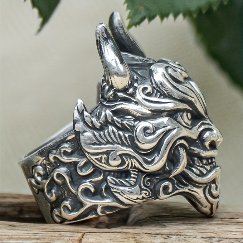Men's Adjustable Demon Mask Ring