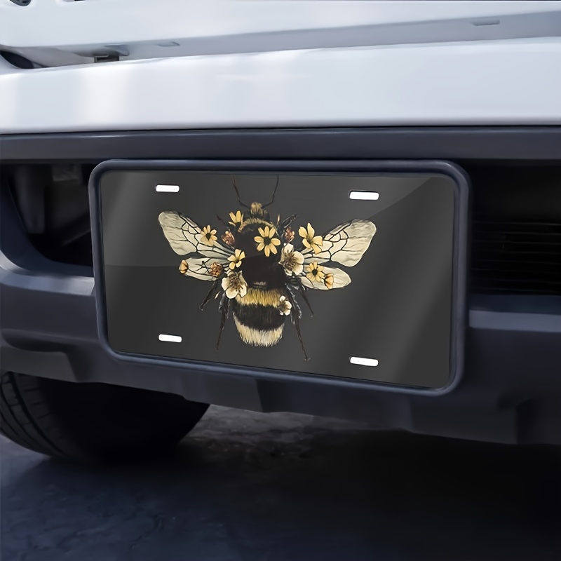 1pc Fluffy Bee License Plate Cover Aluminum Novelty License Plates  Decorative Car Front License Plate 12in 15 30cm Discounts For Everyone  Temu United Arab Emirates