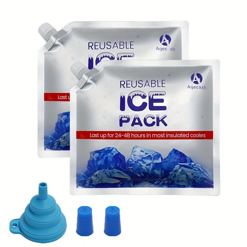 2pcs Reusable Ice Packs - Keep Your Coolers & Lunch Bags Cold for Longer &  Use as Cold Compress for Injuries - Perfect for Beach, Fishing & Camping Ge