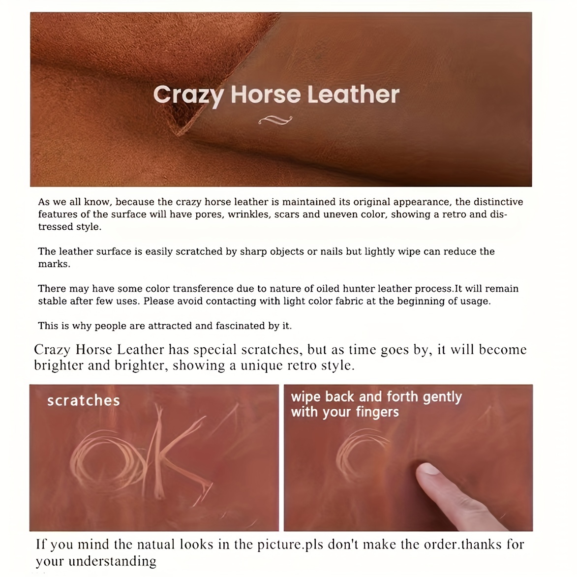 Genuine Leather Long Wallet - Medium Brown Crazy Horse