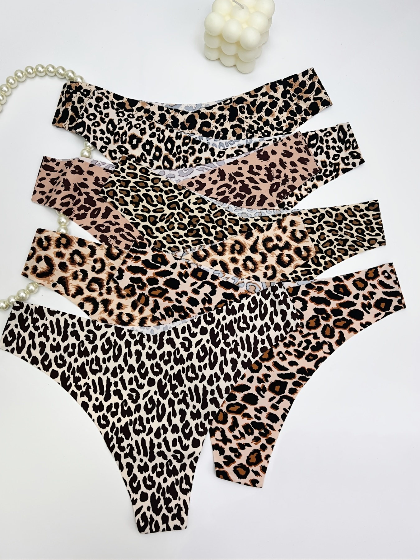 Women Leopard Thong Seamless T-back Thongs Low-Waist Print Bikini Soft  Underpants Ladies Stretch Panties